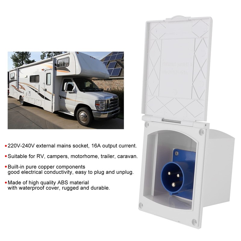 Akozon RV Socket, 16a 220V-240V Waterproof RV Plug and Socket
