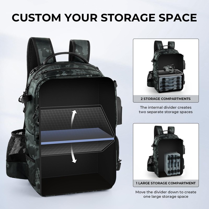 KastKing BaitSpace 50L Fishing Tackle Backpack with Removable Bait Binder