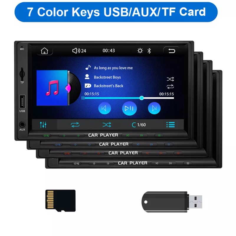 YUANTING 2 Din Car Stereo Radio Player 1080P 7" Screen