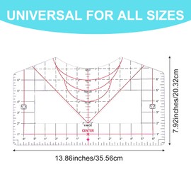 Wanmu Tshirt Ruler Guide for Vinyl Alignment, Tshirt Measurement Tool for Heat Press in Vinyl, T Shirt Rulers to Center Designs, T-Shirt Ruler Alignment Tool Placement, All-in-ONE T-Shirt Rulers
