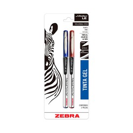 Zebra Bolígrafo De Tinta Gel J-Roller LE Punto Fino (0.5 mm) Blíster 2 Piezas Color Azul Y Rojo.