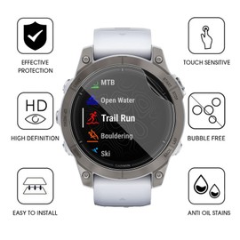 KZIOACSH 3 Pack Screen Protector for Garmin Epix Pro Gen 2 47mm, Flexible Soft TPU HD Anti-Scratch Film Max Coverage Edge Elastic Shatterproof Screen Protector Cover for Garmin Epix Pro Gen 2 47mm