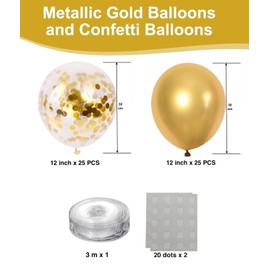 Lumjoy Metallic Gold&Gold Confetti Party Balloons 50pcs 12 Inch 30cm Decorative Latex Helium Balloons for Birthday Baby Shower Wedding Engagement Graduation Festival Party Decorations
