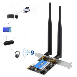 2.4G / 5G Tarjeta de Red de Adaptador Bluetooth 4.0 WiFi Adaptador Inalámbrico de Banda Dual PCI Express con Velocidad hasta 433 Mbps para Computadoras de Escritorio