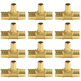 3/4" x 3/4" x 1/2" PEX Tee Pex Fittings 3/4 Inch to 1/2 Reducing Tee Crimp Fittings for Pex Pipe (12 Pack)