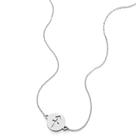 COOLSTEELANDBEYOND Astrology Horoscope Zodiac Sign Sagittarius Sagittarius Circle Pendant Necklace Men Women, Stainless steel, metal, Non-applicable