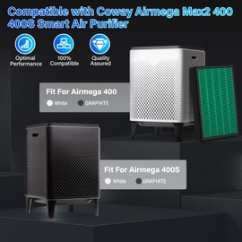 FFsign 400/400S Replacement Filter for Coway Airmega Max2 400 400S 400(G) 400S(G) Air Puri-Fier, 4 Pack Max 2 H13 Green True HEPA & Active Carbon Filter, AP-2015-FP, 2 Set