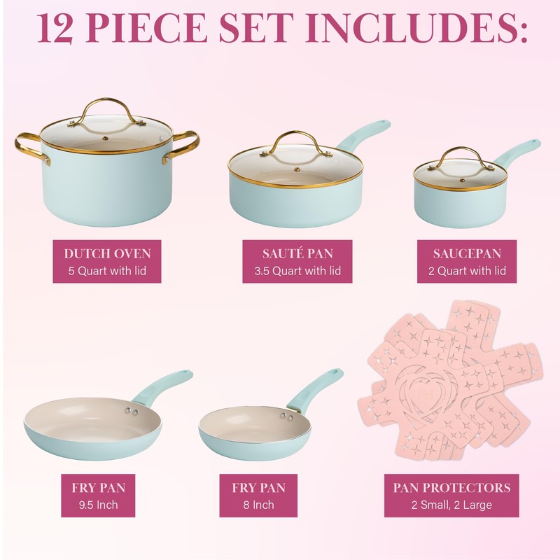 Paris Hilton Epic Nonstick Pots and Pans Set, Multi-layer Nonstick