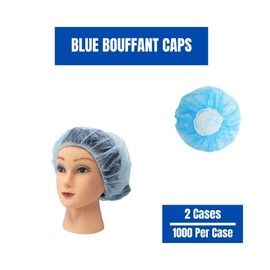 Disposable Hair Bouffant Cap, Blue, 24 Inch, 2000 Pack