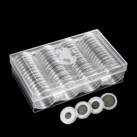 AITIME 41mm Coin Capsules, 60 Pieces Silver Dollar Coin Holders with Foam Gasket, Round Plastic Coin Case for Collectors, Coin Storage Box Supplies for Collector