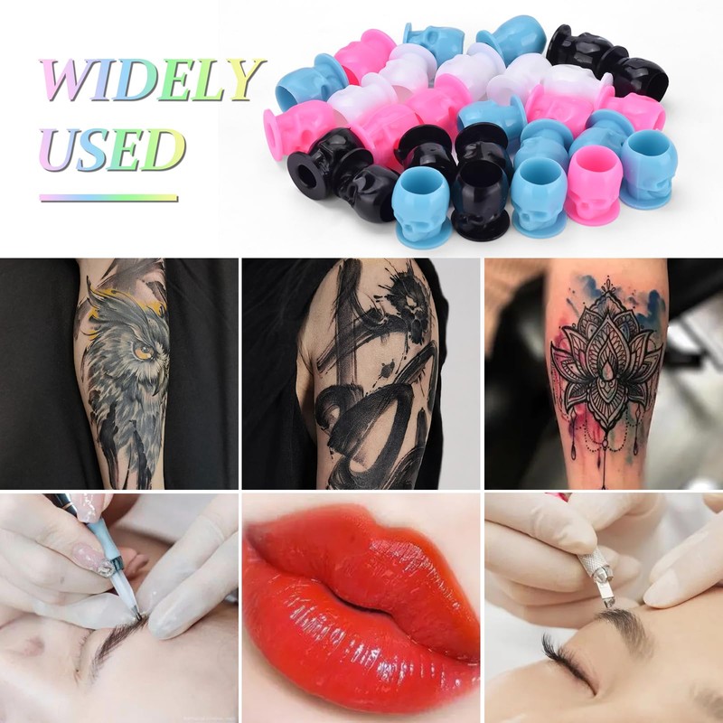 BAMTTOO 200pcs Disposable Pigment Ink Cups - Skull Design for