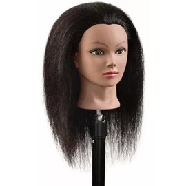 RONGXIHAIR Maniqui Cabeza Cabello Natural Negro 55 Cm Rongxihair