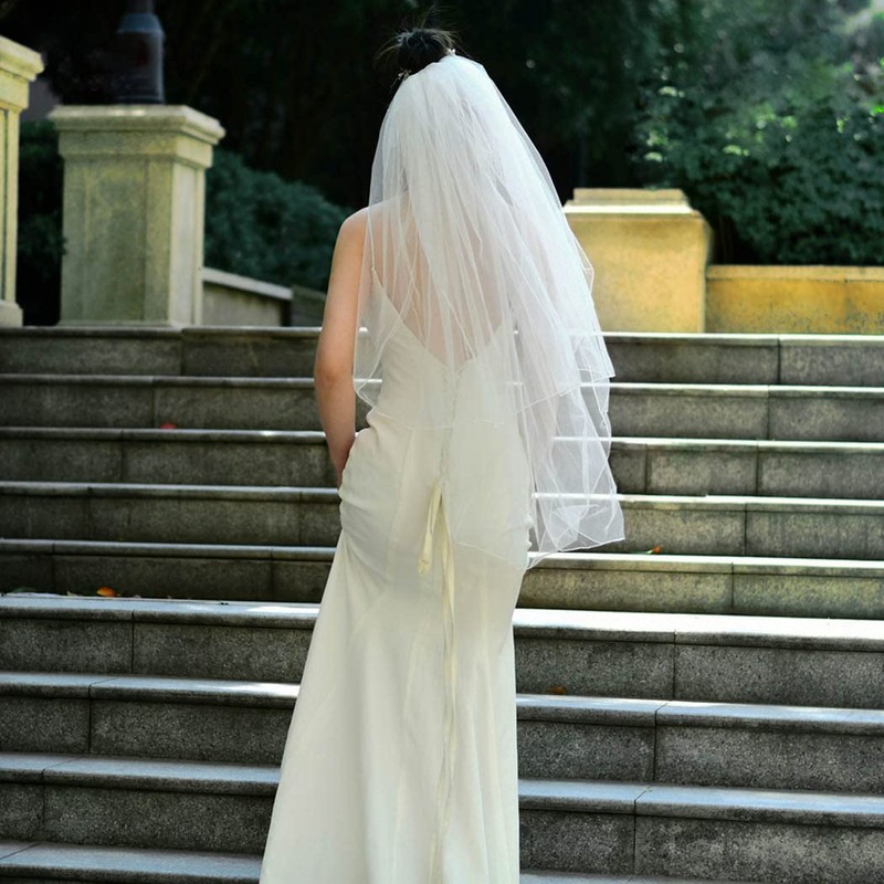 Latious 2 Tier Bride Wedding Veil Elbow Length Short Bridal