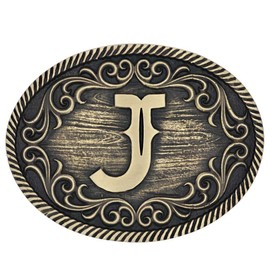 Montana Silversmiths Unisex Filigree Initial J Belt Buckle Bronze One Size