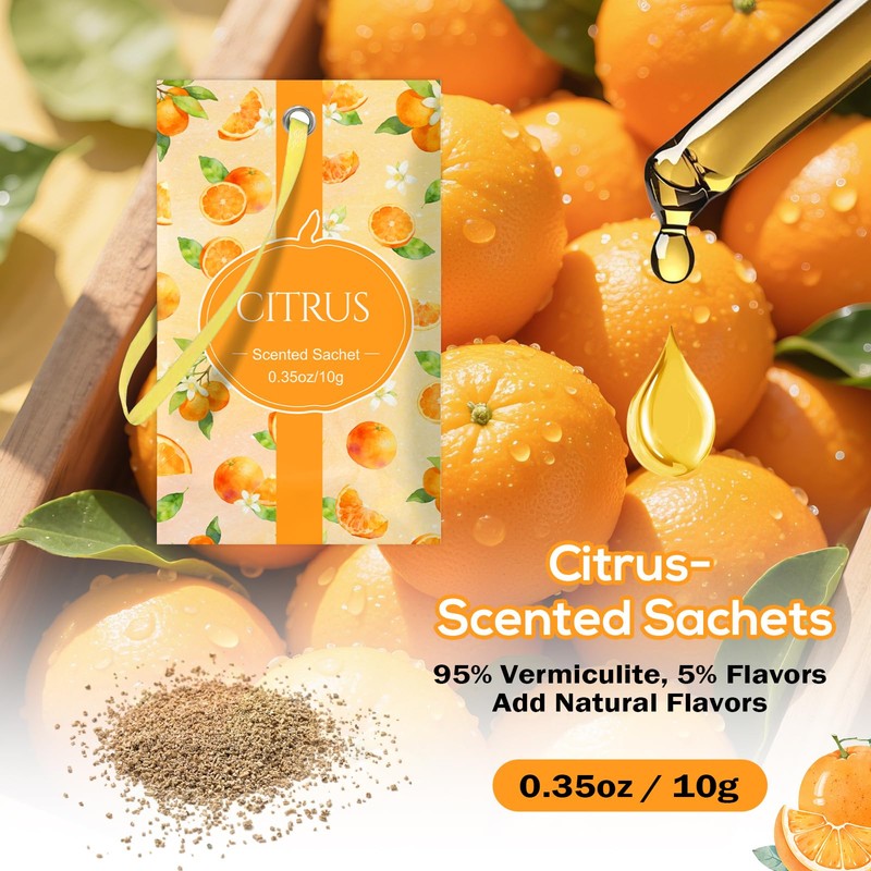 SCENTORINI Scented Sachets for Drawers and Closets, Citrus Scent 14