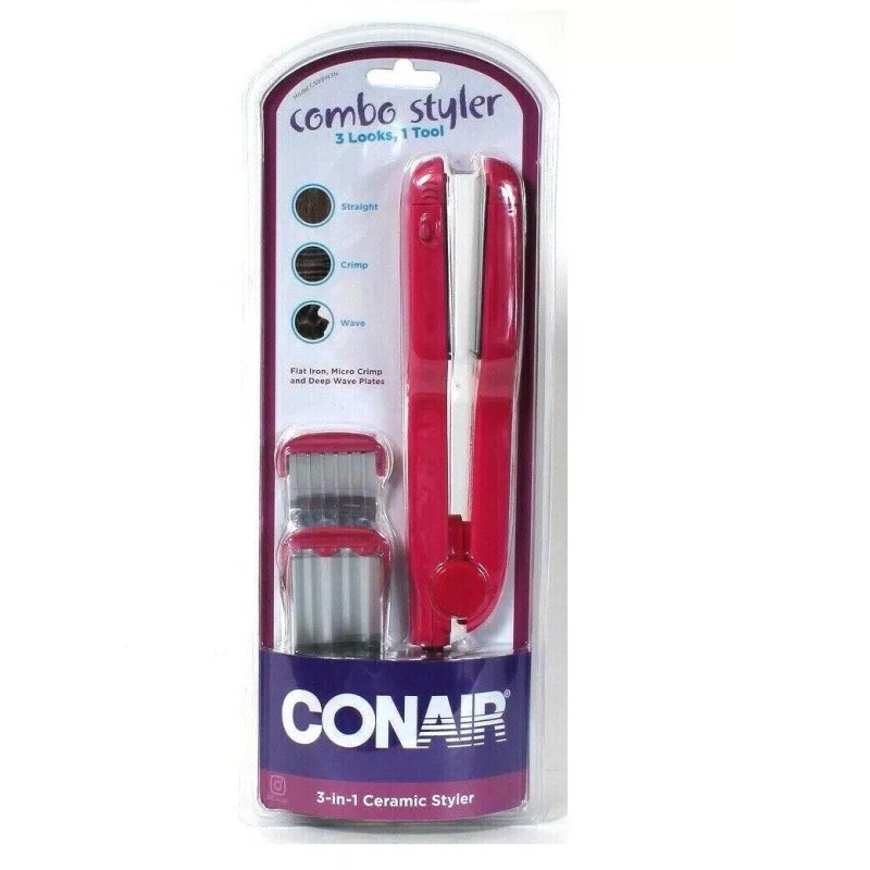 Conair 3 In 1 Ceramic Styler Flat Iron Micro Crimp