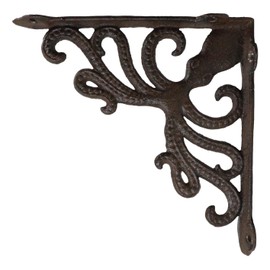 Ebros Gift Pack of 2 Nautical Marine Kraken Monster Giant Sea Octopus Wall Or Shelf Bracket Rust Bronze Finish DIY Craft Decorative Garden Accent Accessory