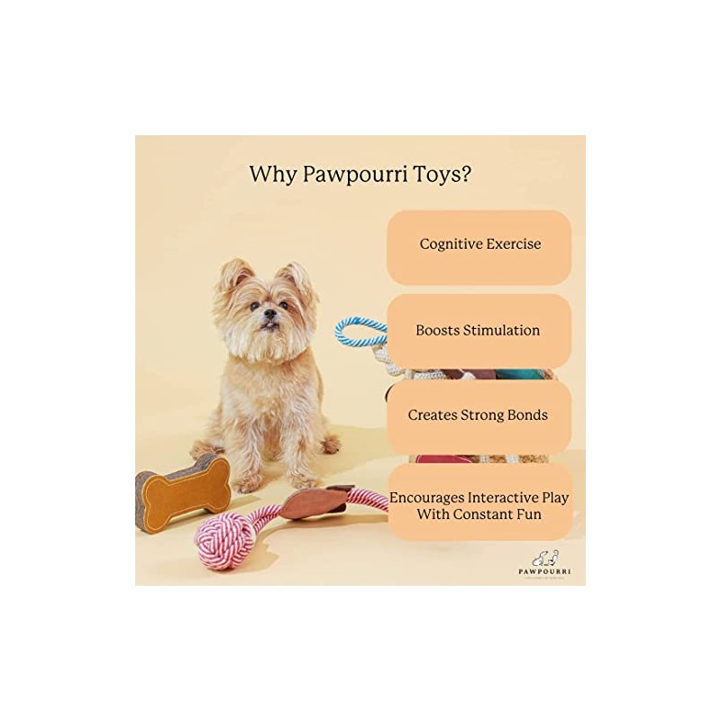 PAWPOURRI Rope & Suede Toy for Adult Dogs, Puppies, Cats