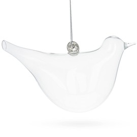 Graceful Bird Blown Clear Glass Christmas Ornament
