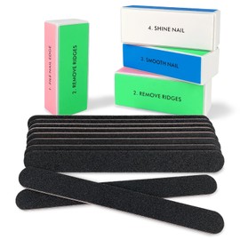 LNAUJS 14 Pack Nail Files and Buffers Set, Professional Manicure Tools Kit, 100/180 Grit Black Nail Pedicure Files and Sanding Buffing Grinding Polishers for Nail Care