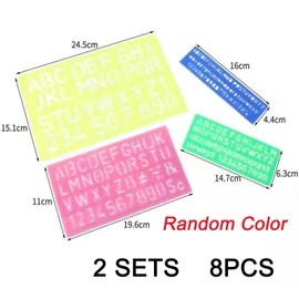 8-Piece Plastic Letter Stencil, Number Alphabet Stencil, Small Number, Stencils Ruler Guide Set for Children Learning Drawing Stencil Painting DIY (Random Colours)