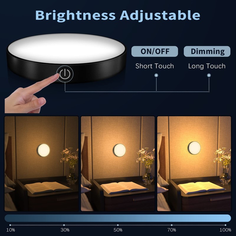 Ferswe Dimmable Touch Light, 3000K Rechargeable Touch Lights Stick on,