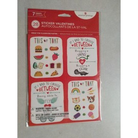 American Greetings 28 Sticker Valentines Assorted ~ Great for Classroom Valentine Parties