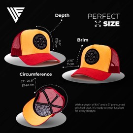 Urban Effort Mesh Back Cap - for Men and Women Baseball Hat 5-Panel Trucker Hat - Great Snapback Closure for Hunting & Hiking (Wine/Gold)