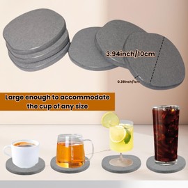 Irregularity Coasters Set of 6, Natural Diatomaceous Earth Absorbent Table Protectors for Drinks, Instant Dry Stone Drink Mats with Removable Desk Base (Grey)
