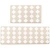 VivaNest Moroccan Trellis Cream Checkered Kitchen Rug Sets [2 PCs],