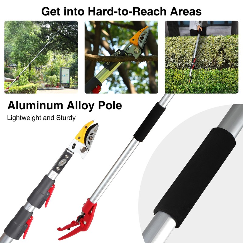 Lineslife Extendable Tree Pruner,4.6-10ft Pole Saw Pruning Shear, Telescopic Long
