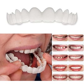 2 Pairs of Denture, Denture Temporary Restoration, Denture Temporary Denture, Natural Comfort Confidence Smile, Glued Beauty Teeth Top and Bottom, Confidence Restoring Smile (White)