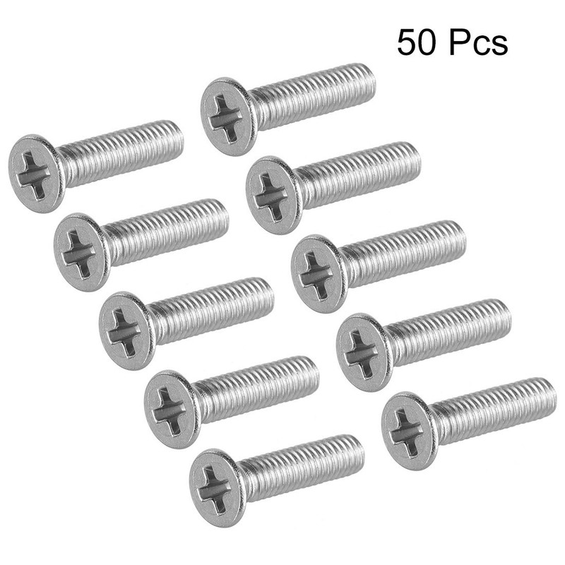 sourcing map Flat Head Machine Screws Phillips Screw Stainless Steel
