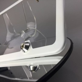 MotorVehicleParts New White License Plate Frame Slim 4 Holes w/ Aluminum Circle Type Screw Caps