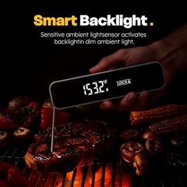 Termómetro de carne de lectura instantánea de 0.3 segundos, termómetro digital impermeable para asar a la parrilla, barbacoa, freidora de aire, ahumad