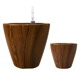 2-Pack 10-Inch Dark Wood Plastic Self-Watering Flower Pots & Planterscolor: as Pic Color
