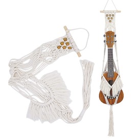 Macrame Ukulele Hanger - Wall Mount Stand Holder for Tenor Ukulele, Decorative Case Alternative