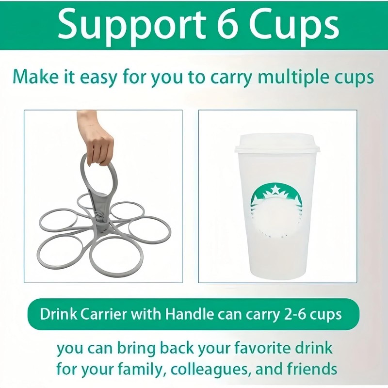 6 Cups Portable & Foldable Cup Carrier Holder with Handle,Super