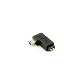 AKORD Right Angled Mini USB Male to Micro USB Female Adapter - Black