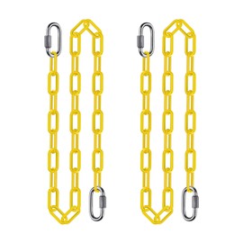 2Pcs 60" Heavy Duty Hanging Chains with Carabiners 1000 LBs Capacity Swing Chain with Hooks Porch Swing Chains Yellow Coated Chain for Hammock, Tree Swings, Hanging Chair, Heavy Bags, Swings Chair