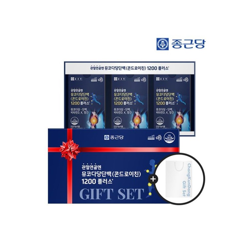 Jongkundang 선물세트 종근당 뮤코다당단백 콘드로이친 1200 (60정X3개입) 1세트+쇼핑... Chong Kun