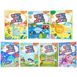 YPLUS Paint with Water Books for Toddlers, Watercolor Painting Paper for Kids Ages, Art Craft Gift for Drawing with Brush Christmas Stocking Stuffers for Kids Toddler (All 7 Themes)