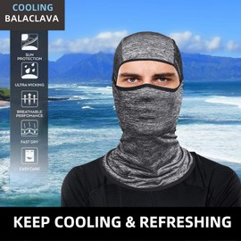 ROCKBROS Balaclava Full Face Mask for Men Women UV Protection Cooling Ice Silk Breathable Helmet Liner Gray