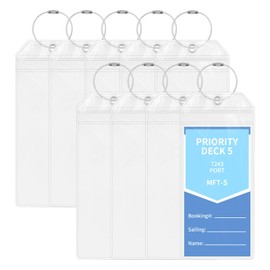 Luggage Tags for Cruise, 9 Pieces Luggage Tags for Suitcase, Waterproof Luggage Tags with Stainless Steel Wire, Transparent Durable Travel Tags for Luggage (9.9 x 20 cm)