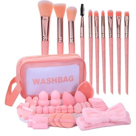 Starry Sky Makeup Brush Set,40 Makeup Foundation Tool Set Sponges Foundation Eye Shadow Powder Blending Brush with Makeup Sponge, Powder Puffs for Beginner &Professional