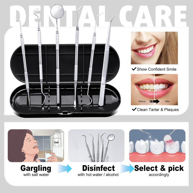 Dental Tools Plaque Remover Teeth Cleaning Tool﻿s Kit 6 Pcs
