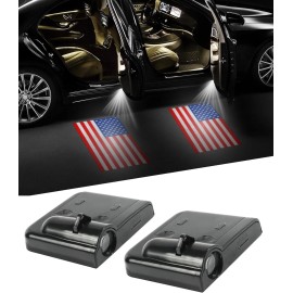 Evotech 2 Pcs American Flag Wireless LED Car Door Projection Lamp Courtesy Welcome Light