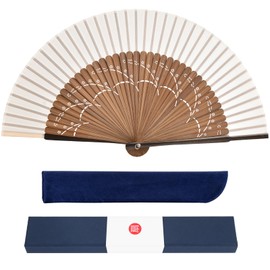 Ganve Men's Folding Fan, Made in Japan, Durable, Ball Chain Included, Gift Box, Bag Included, Popular, Luxury Silk Fan, Lightweight, Gentleman Fan, Stylish, Women's, Fan, Gift, Father's Day, Fireworks