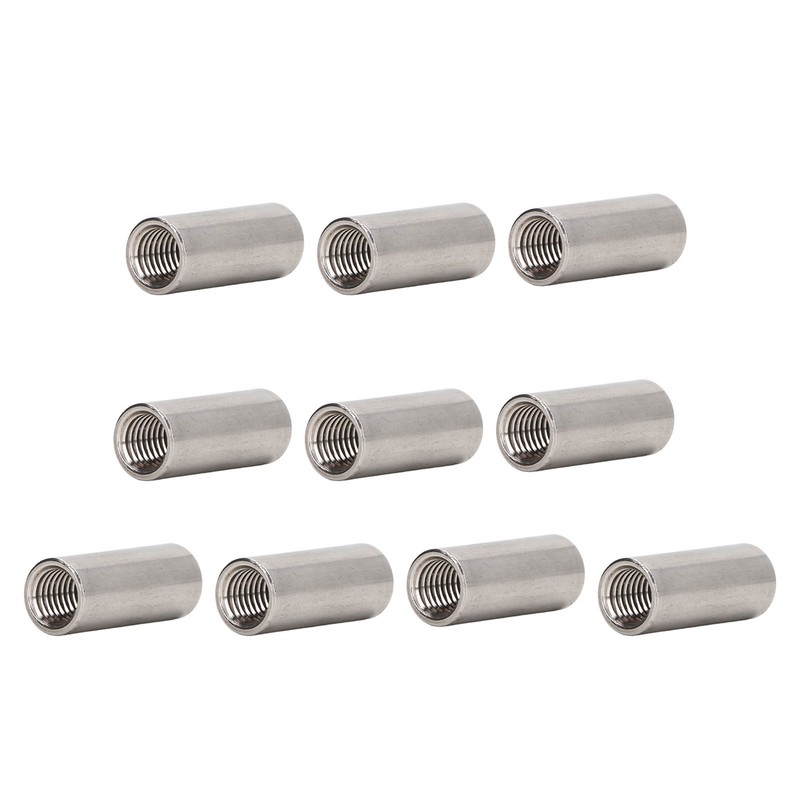 10PCS Round Coupling Nuts 304 Stainless Steel Female Thread Cylindrical