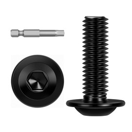 M6-1.0 x 25mm 25 PCS Flanged Button Head Socket Cap Bolts Screws, Stainless Steel 304, Allen Socket Drive, Screwdriver Bit Included, Black Finish, Fully Machine Thread